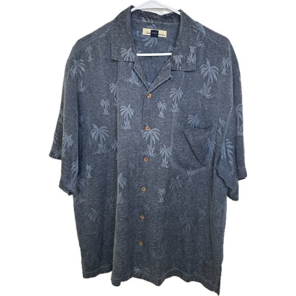 Tommy Bahama Men’s 100% Silk Hawaiian Palms Button Down Shirt Blue Large - Picture 2 of 7